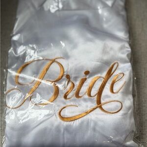 "Bride" Satin Robe with Gold Script